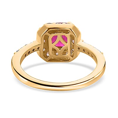 Niassa Ruby (FF) and White Zircon Ring in Vermeil Yellow Gold Over Sterling Silver (Size 5.0) 2.30 ctw