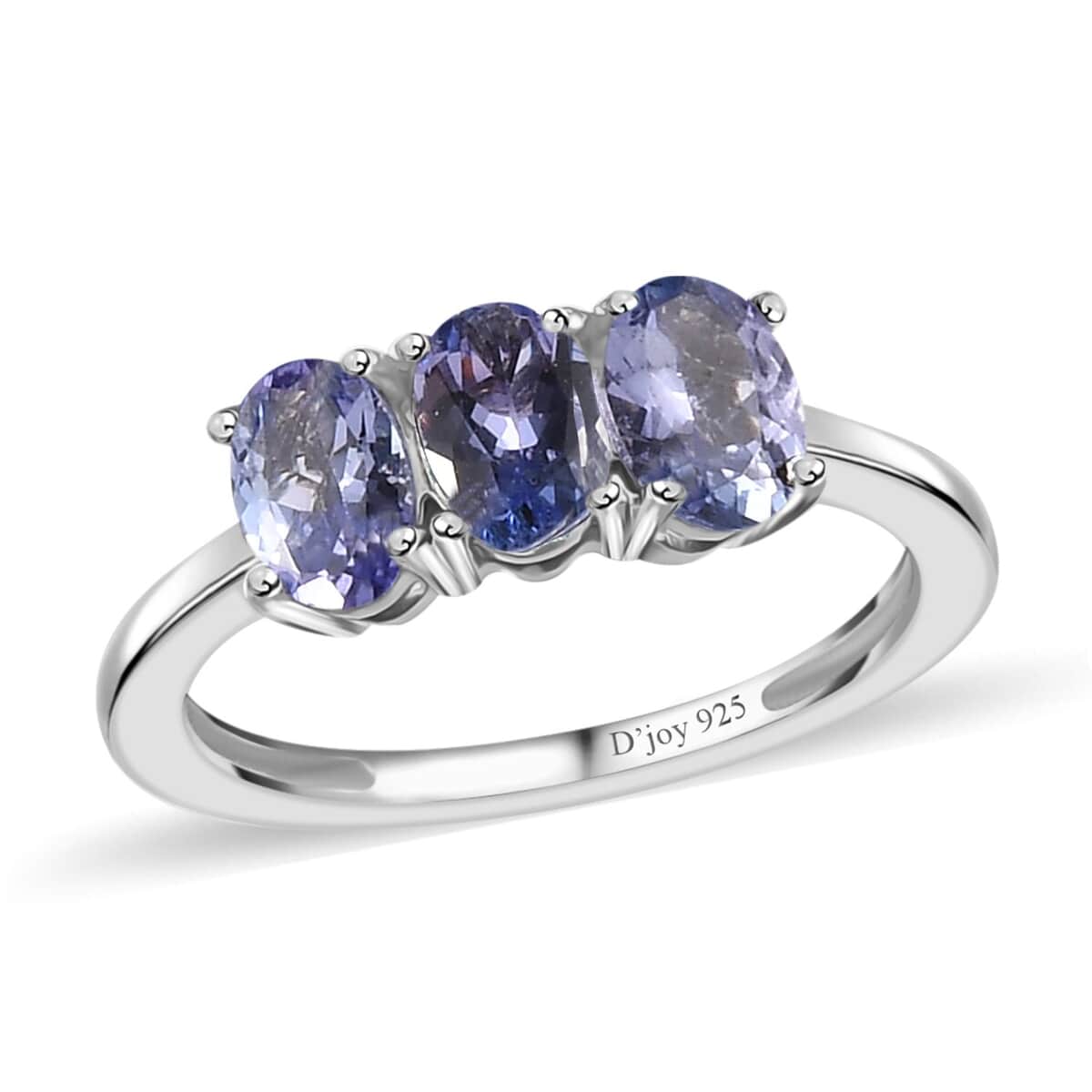Tanzanite 3 Stone Ring in Platinum Over Sterling Silver (Size 5.0) 1.25 ctw image number 0