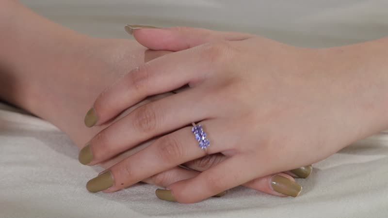 Tanzanite 3 Stone Ring in Platinum Over Sterling Silver (Size 5.0) 1.25 ctw