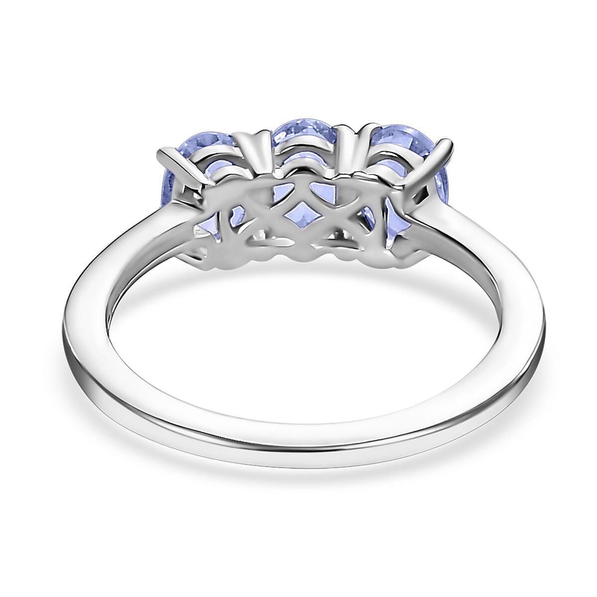Tanzanite 3 Stone Ring in Platinum Over Sterling Silver (Size 5.0) 1.25 ctw