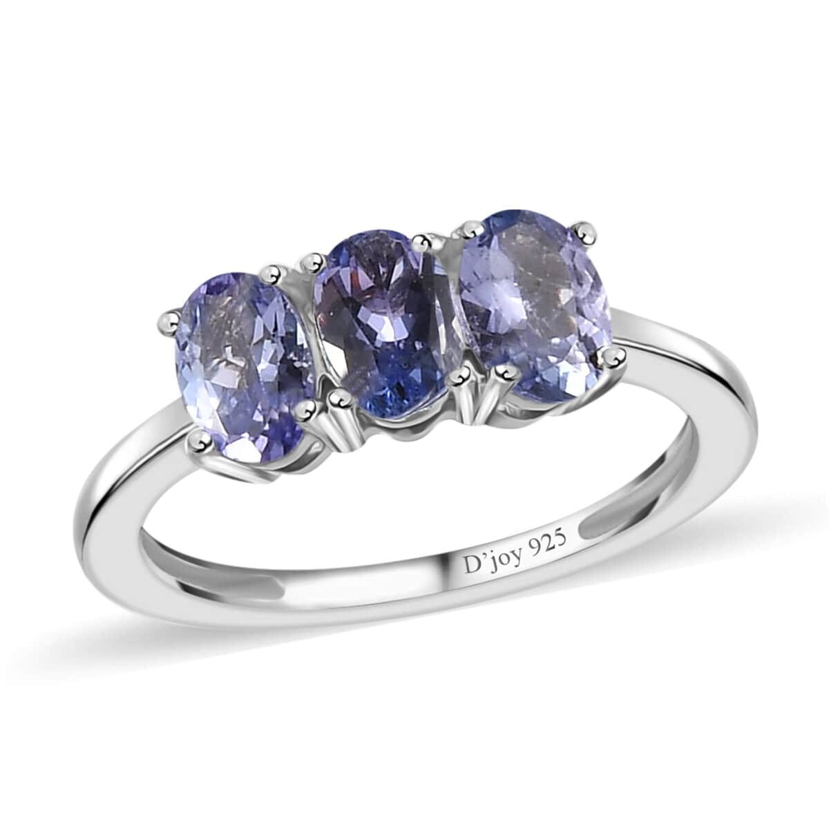 Tanzanite 3 Stone Ring in Platinum Over Sterling Silver (Size 7.0) 1.25 ctw image number 0