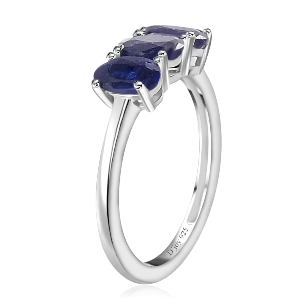 Masoala Sapphire (D) 3 Stone Ring in Platinum Over Sterling Silver (Size 5.0) 2.10 ctw image number 3