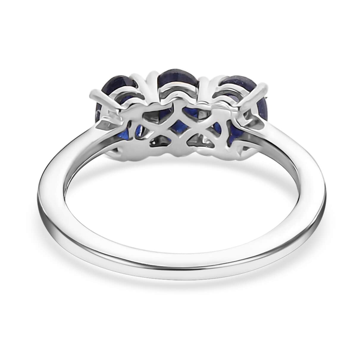 Masoala Sapphire (D) 3 Stone Ring in Platinum Over Sterling Silver (Size 5.0) 2.10 ctw image number 4