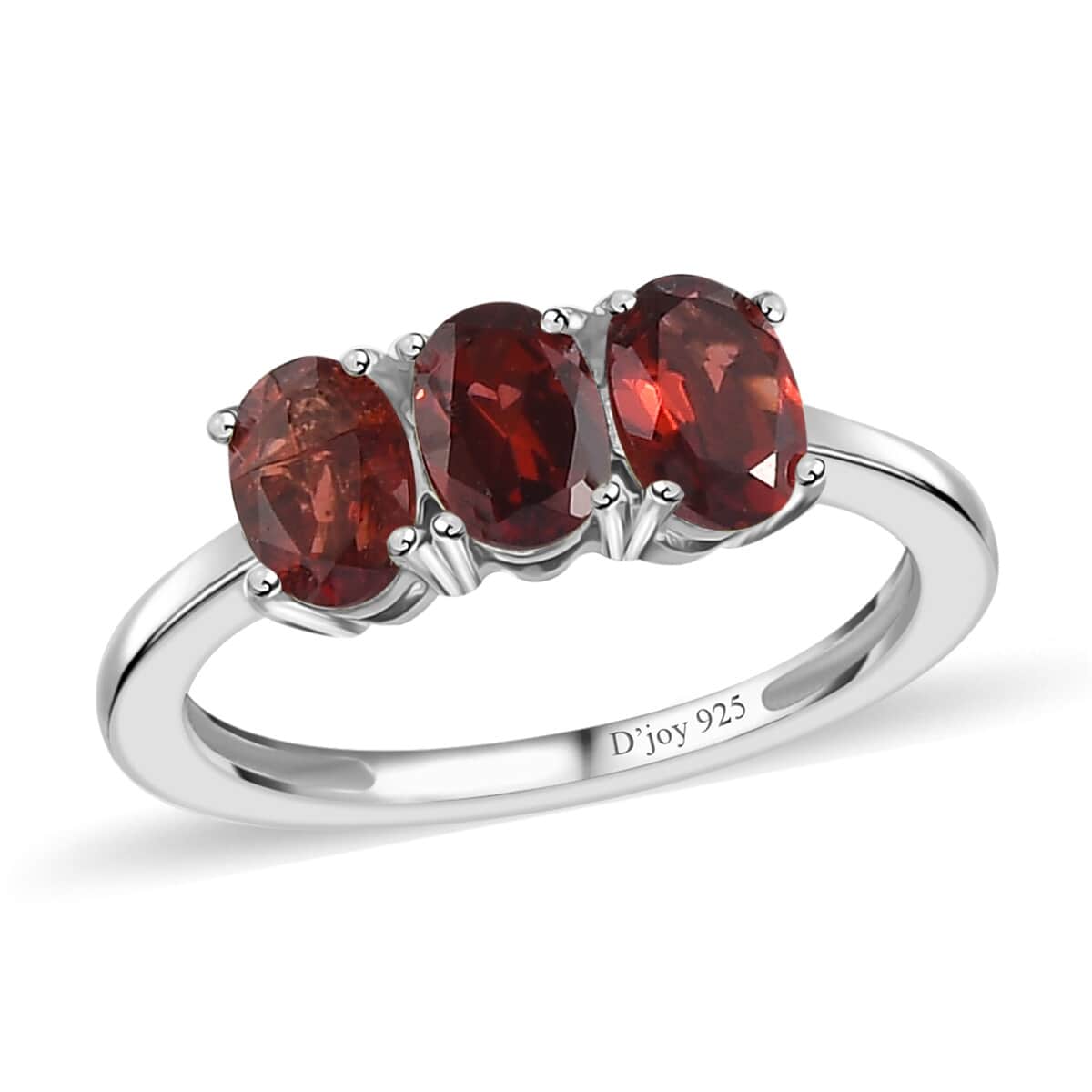Mozambique Garnet 3 Stone Ring in Platinum Over Sterling Silver (Size 6.0) 1.70 ctw image number 0