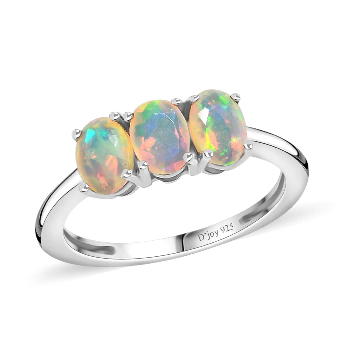 Ethiopian Welo Opal 3 Stone Ring in Platinum Over Sterling Silver (Size 5) 1.00 ctw image number 0