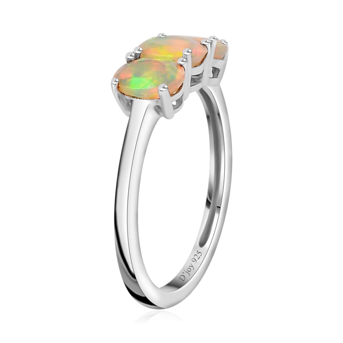 Ethiopian Welo Opal 3 Stone Ring in Platinum Over Sterling Silver (Size 8.0) 1.00 ctw image number 4