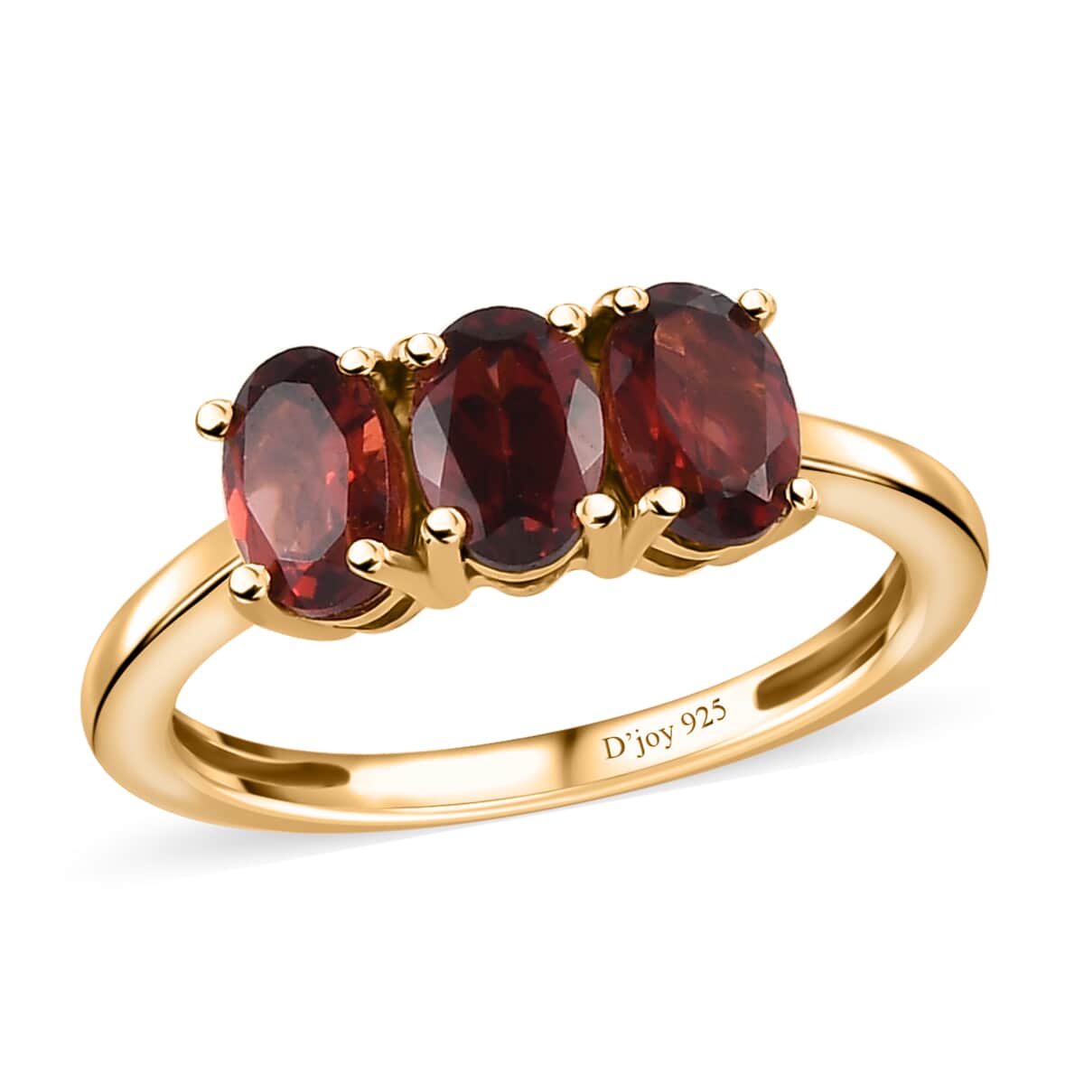 Mozambique Garnet 3 Stone Ring in Vermeil YG Over Sterling Silver (Size 5.0) 1.70 ctw image number 0
