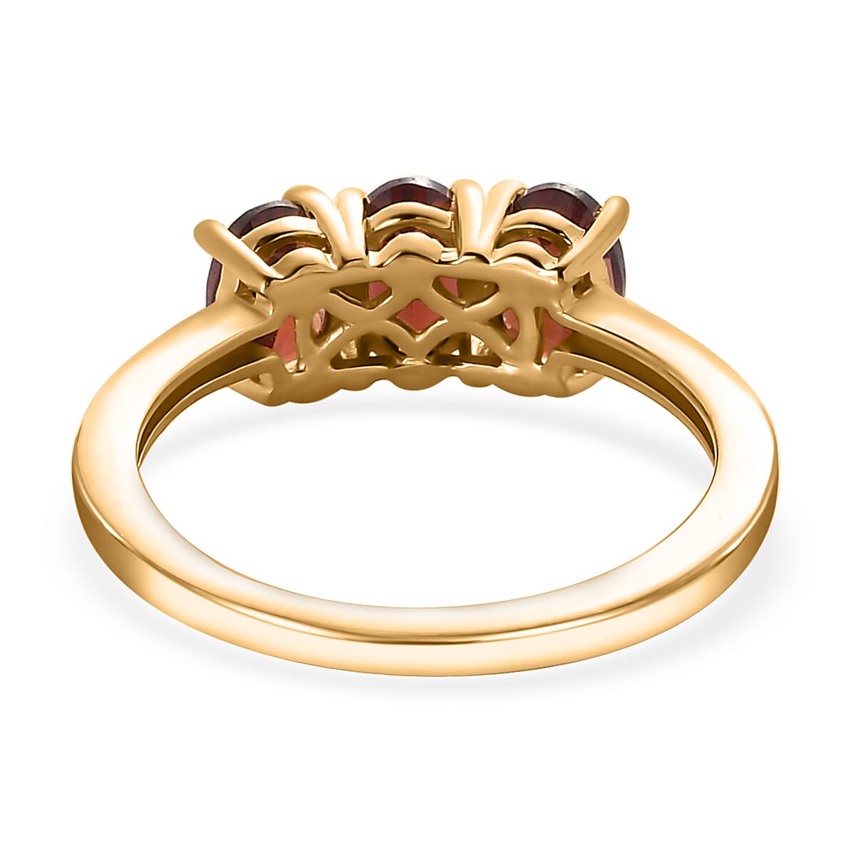 Mozambique Garnet 3 Stone Ring in Vermeil Yellow Gold Over Sterling Silver (Size 8.0) 1.70 ctw image number 4