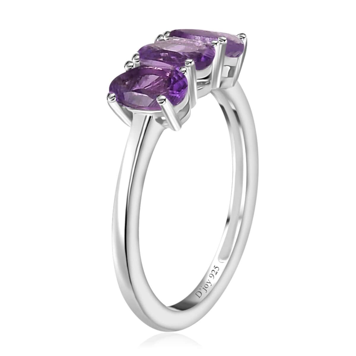 African Amethyst 3 Stone Ring in Platinum Over Sterling Silver (Size 7.0) 1.20 ctw image number 3