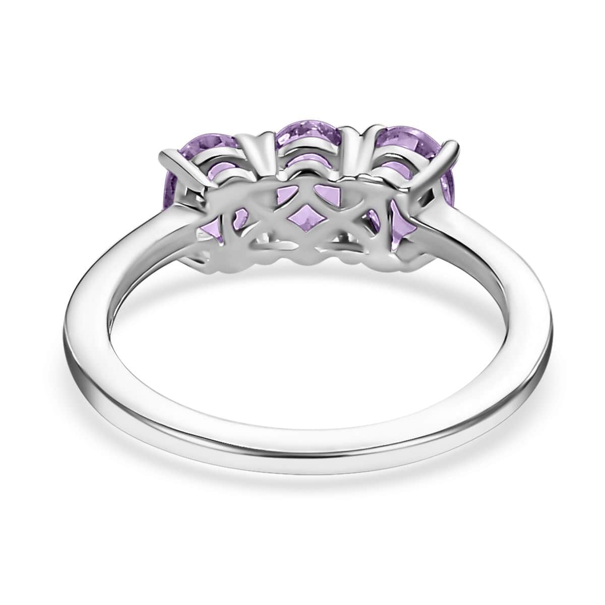 African Amethyst 3 Stone Ring in Platinum Over Sterling Silver (Size 8.0) 1.20 ctw image number 4