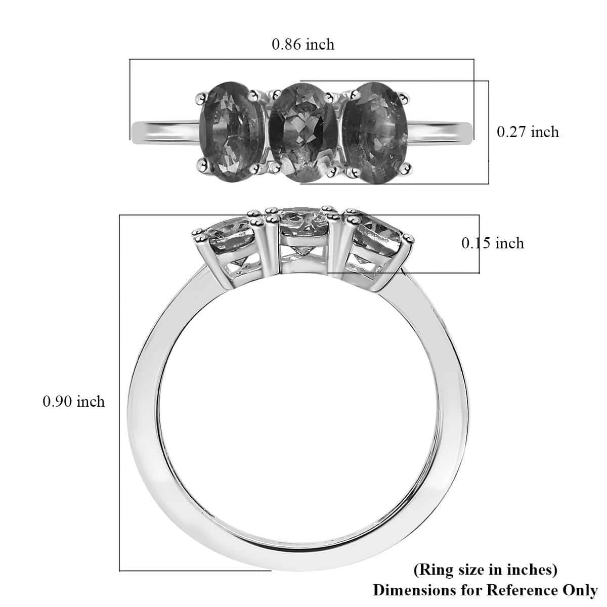 African Amethyst 3 Stone Ring in Platinum Over Sterling Silver (Size 9.0) 1.20 ctw image number 5