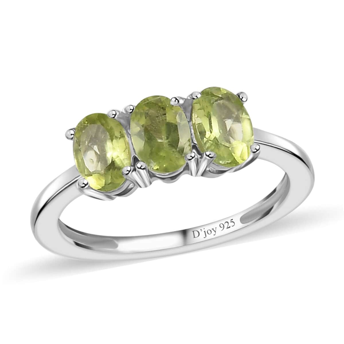 Peridot 3 Stone Ring in Platinum Over Sterling Silver (Size 5.0) 1.40 ctw image number 0