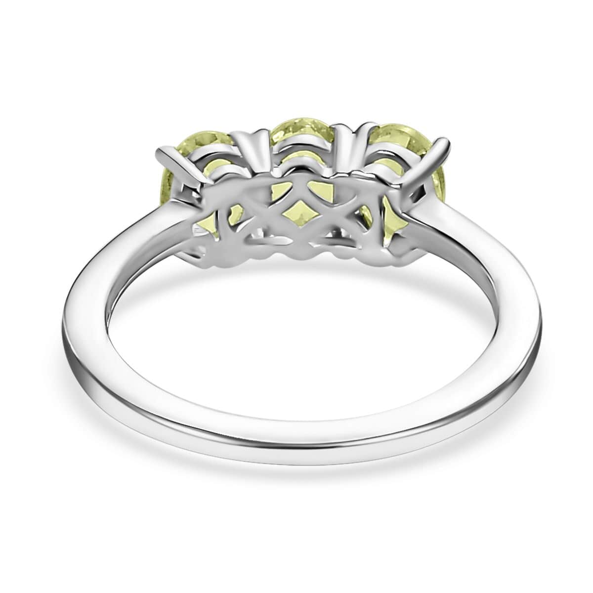 Peridot 3 Stone Ring in Platinum Over Sterling Silver (Size 6.0) 1.40 ctw image number 4