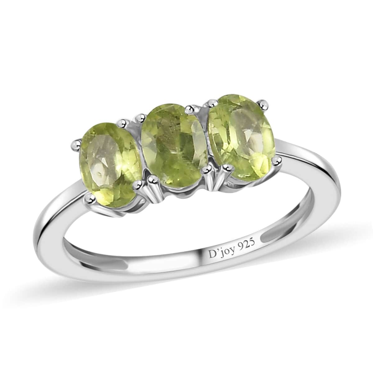 Peridot 3 Stone Ring in Platinum Over Sterling Silver (Size 7.0) 1.40 ctw image number 0