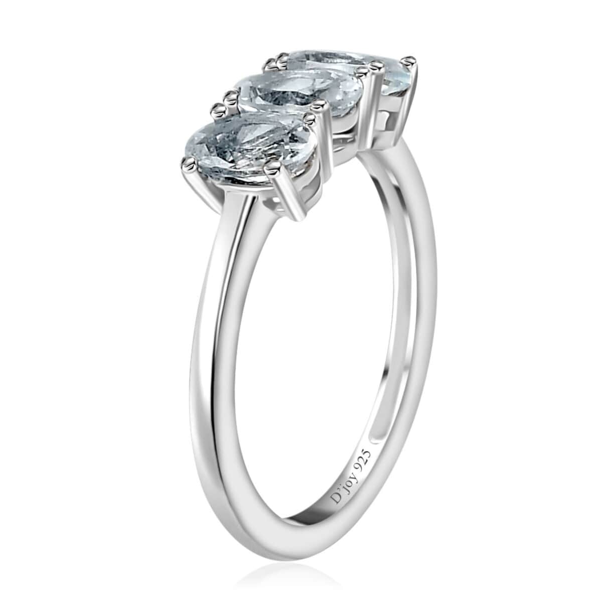 Mangoro Aquamarine 3 Stone Ring in Platinum Over Sterling Silver (Size 5.0) 1.25 ctw image number 3