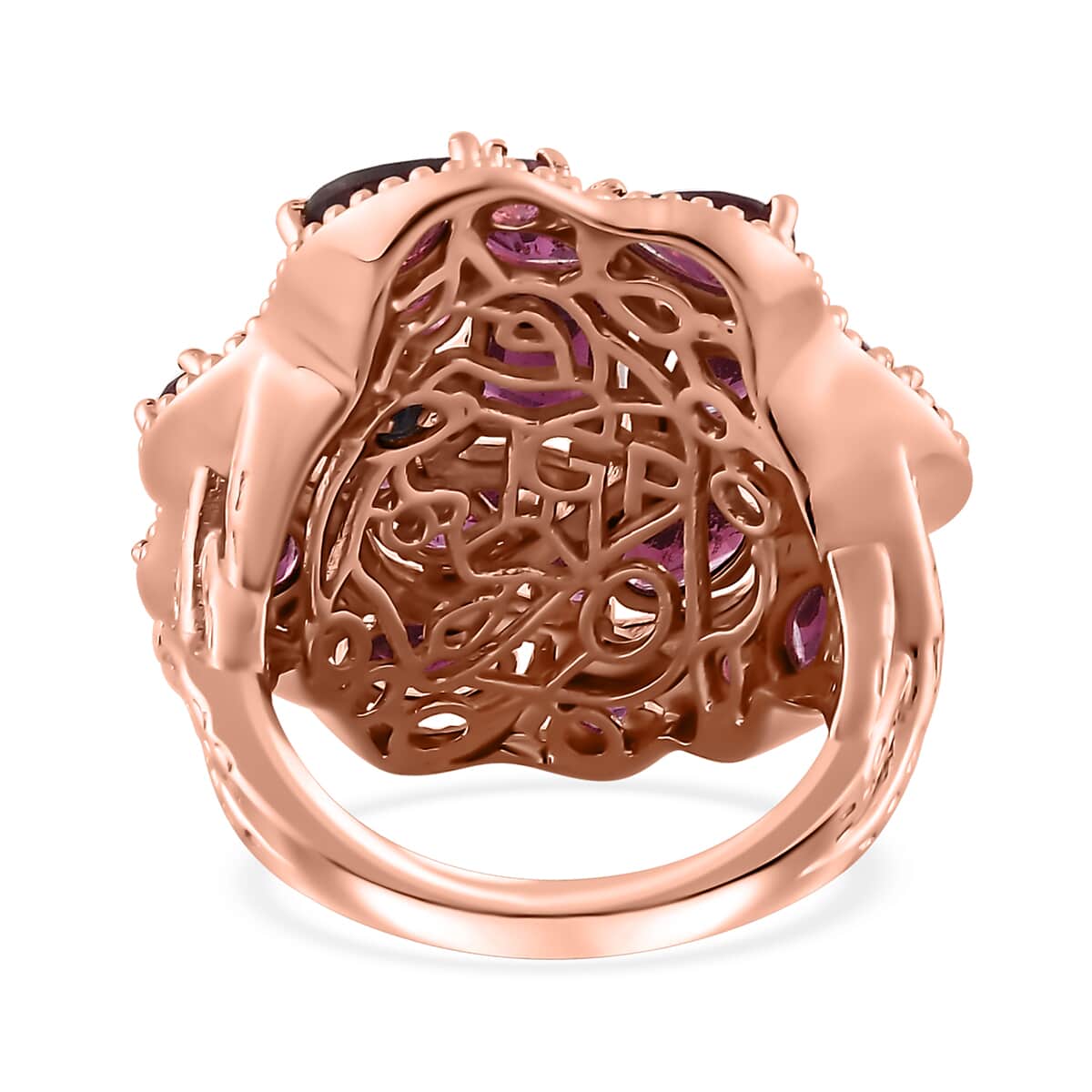GP Italian Garden Collection Premium Orissa Rhodolite Garnet Cluster Ring in Vermeil Rose Gold Over Sterling Silver (Size 5.0) 6.70 ctw image number 4