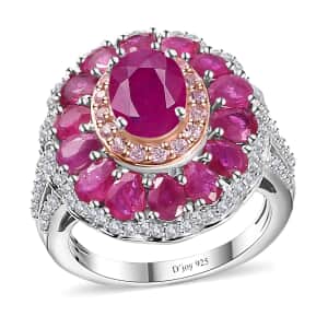 Mozambique Ruby and Multi Gemstone Cocktail Ring in Platinum Over Sterling Silver (Size 10.0) 5.15 ctw