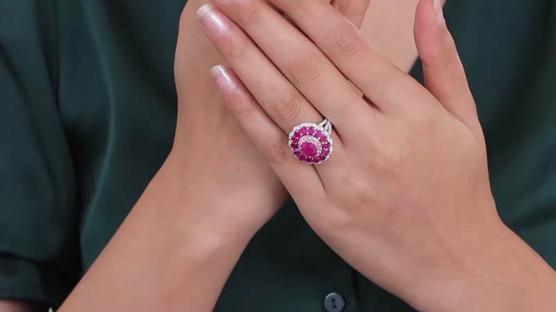 TLV Mozambique Ruby, Multi Gemstone Ring in Platinum Over Sterling Silver (Size 10.0) 5.15 ctw
