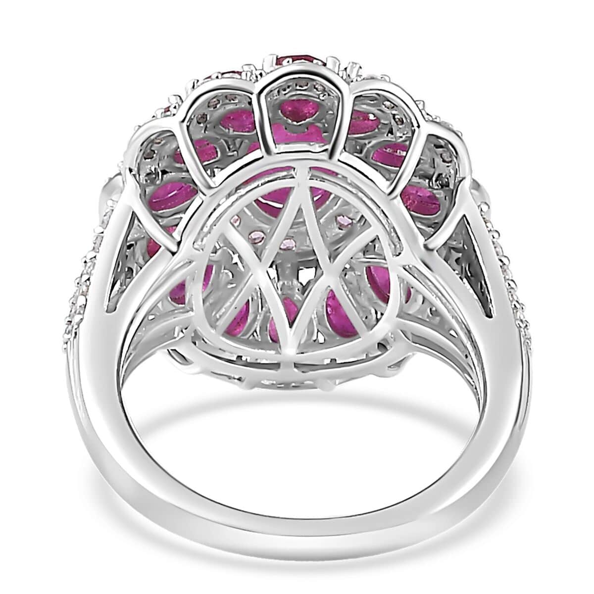 Mozambique Ruby and Multi Gemstone Cocktail Ring in Platinum Over Sterling Silver (Size 6.0) 5.15 ctw image number 4
