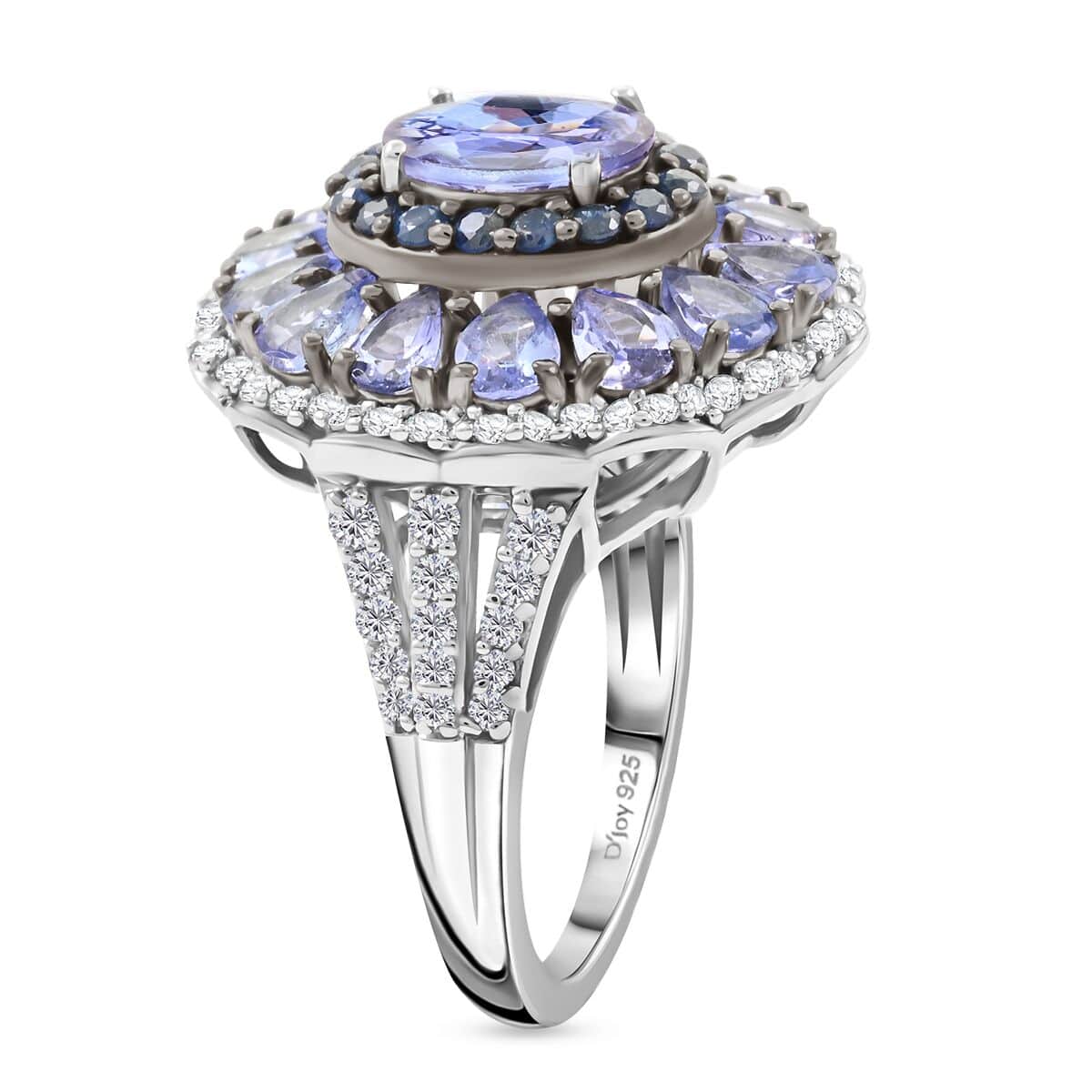 Tanzanite and Multi Gemstone Cocktail Ring in Platinum Over Sterling Silver (Size 7.0) 4.50 ctw image number 3