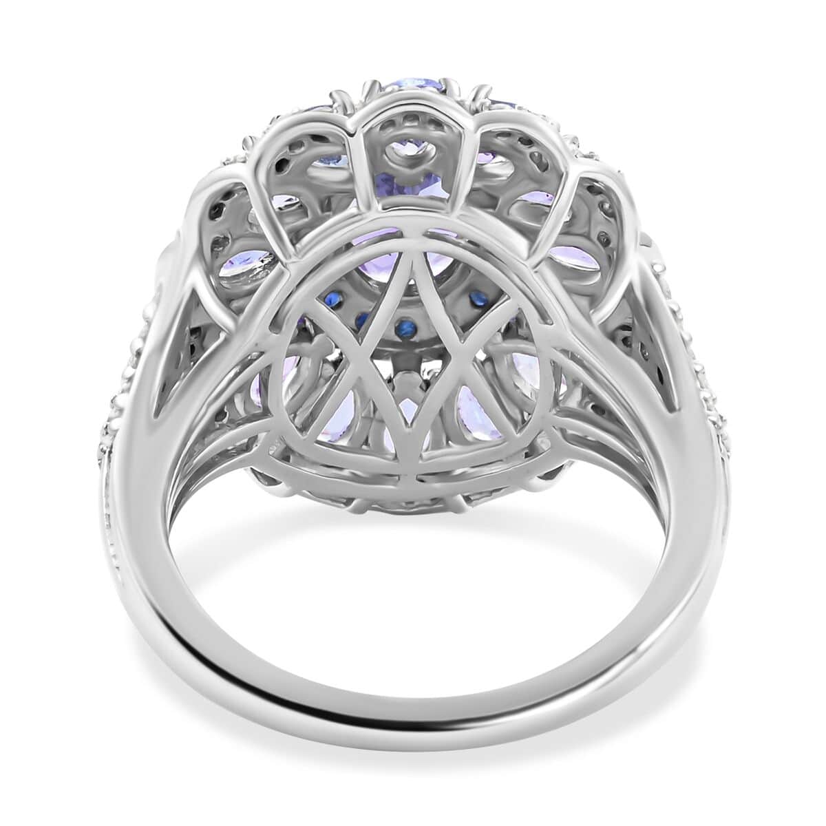 Tanzanite and Multi Gemstone Cocktail Ring in Platinum Over Sterling Silver (Size 8.0) 4.50 ctw image number 4