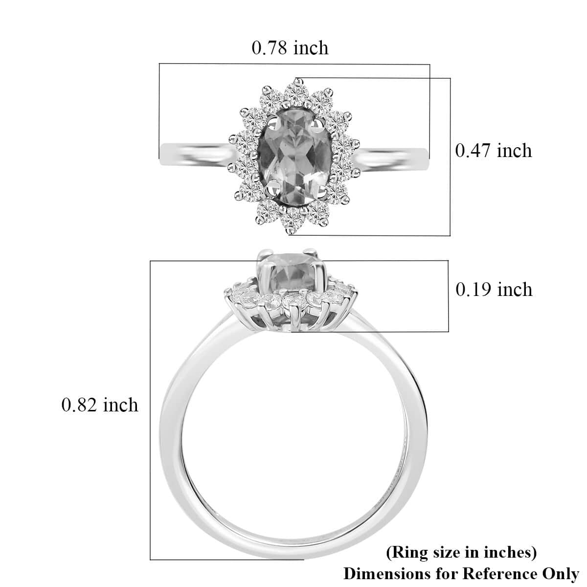 Peridot and White Zircon Sunburst Ring in Platinum Over Sterling Silver (Size 7.0) 1.25 ctw image number 5