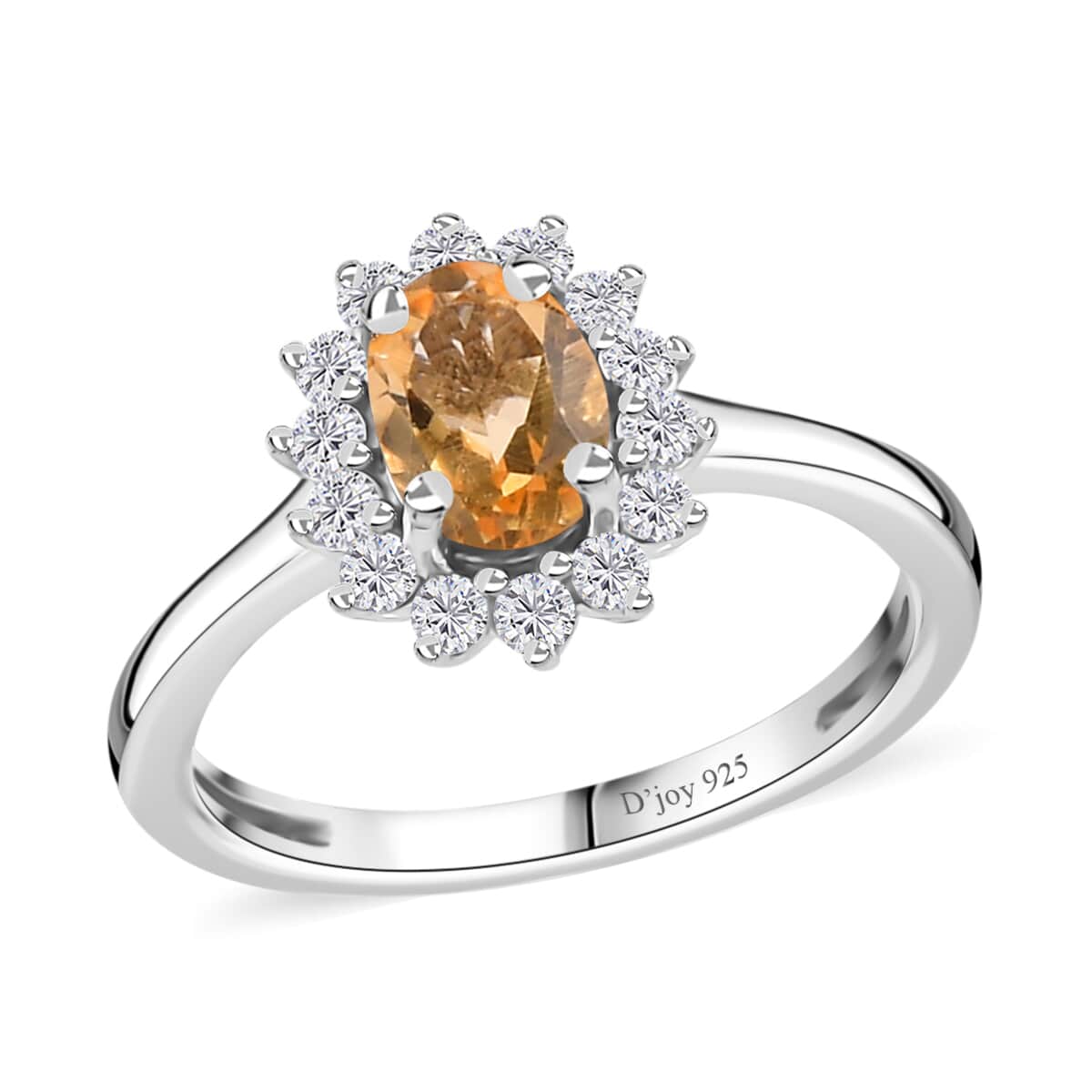 Brazilian Citrine and White Zircon Ring in Platinum Over Sterling Silver (Size 5.0) 1.25 ctw image number 0