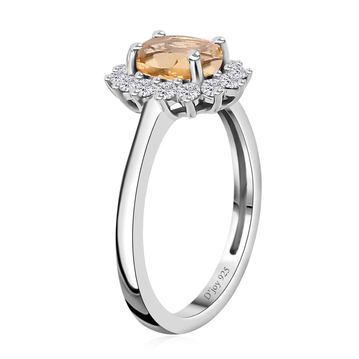 Brazilian Citrine and White Zircon Ring in Platinum Over Sterling Silver (Size 5.0) 1.25 ctw image number 3