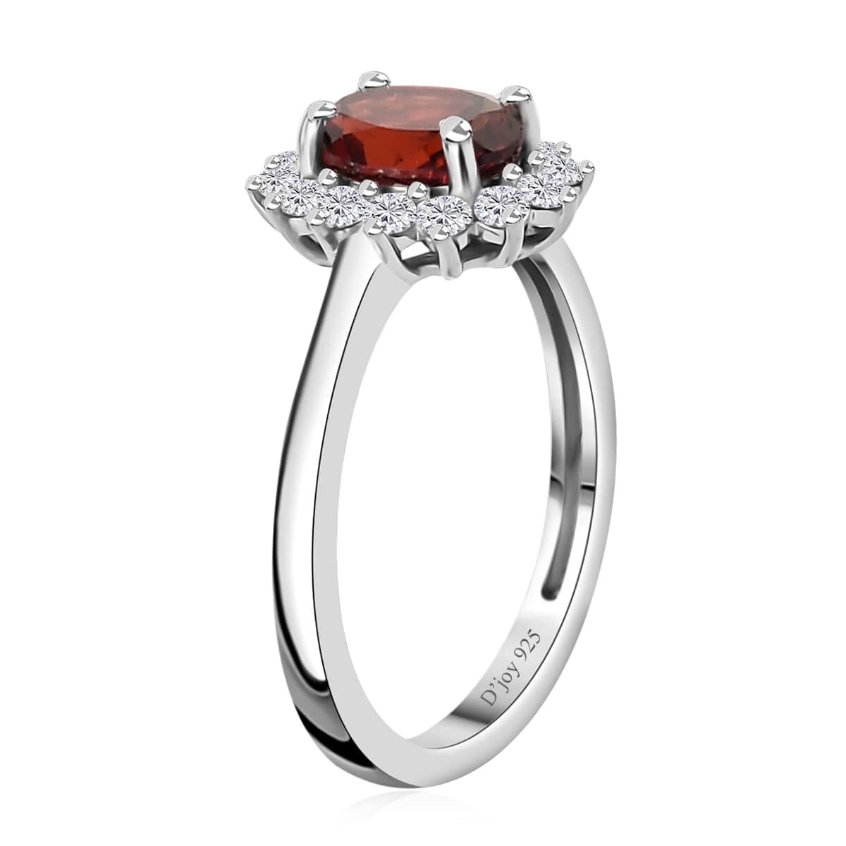 Mozambique Garnet and White Zircon Sunburst Ring in Platinum Over Sterling Silver (Size 5.0) 1.40 ctw image number 3
