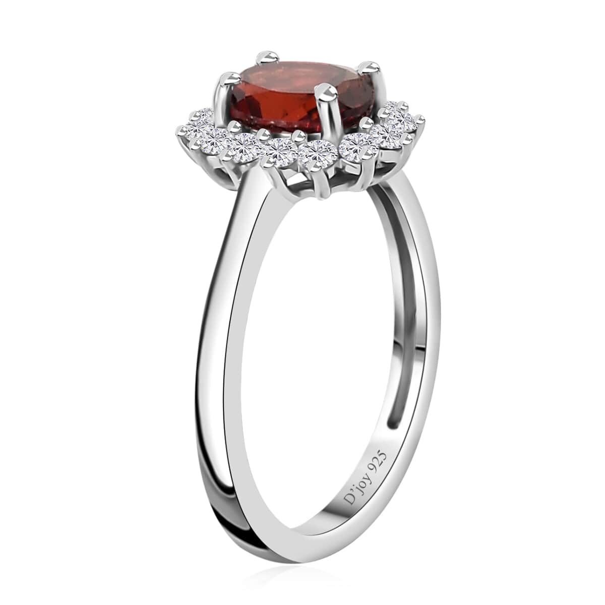 Mozambique Garnet and White Zircon Sunburst Ring in Platinum Over Sterling Silver (Size 7.0) 1.40 ctw image number 3