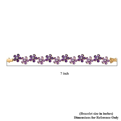 GP Italian Garden Collection Premium Rose De France and African Amethyst, White Zircon Floral Bracelet in Vermeil Yellow Gold Over Sterling Silver (6.50 In) 23.25 ctw
