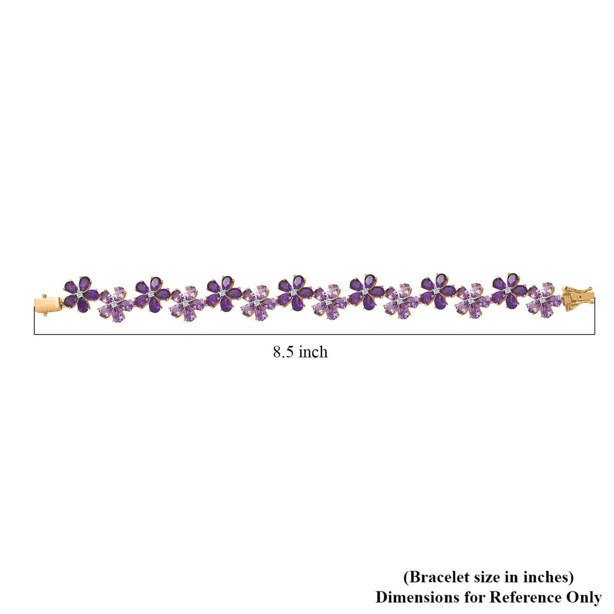 GP Italian Garden Collection Premium Rose De France and African Amethyst, White Zircon Floral Bracelet in Vermeil Yellow Gold Over Sterling Silver (8.00 In) 27.00 ctw image number 4