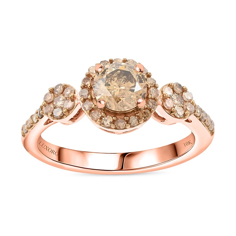 Luxoro 10K Rose Gold Pressure Set Natural Champagne Diamond Ring (Size 10.0) 1.00 ctw