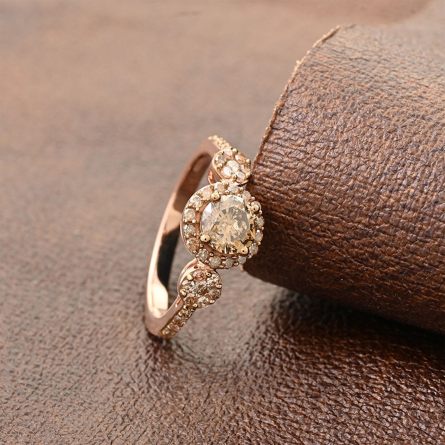 Luxoro 10K Rose Gold Pressure Set Natural Champagne Diamond Ring (Size 10.0) 1.00 ctw