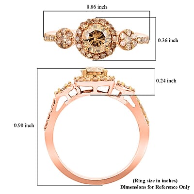 Luxoro 10K Rose Gold Pressure Set Natural Champagne Diamond Ring (Size 10.0) 1.00 ctw