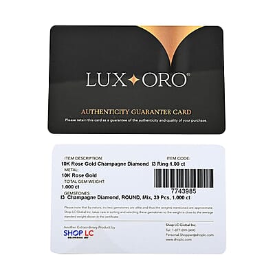 Luxoro 10K Rose Gold Pressure Set Natural Champagne Diamond Ring (Size 10.0) 1.00 ctw