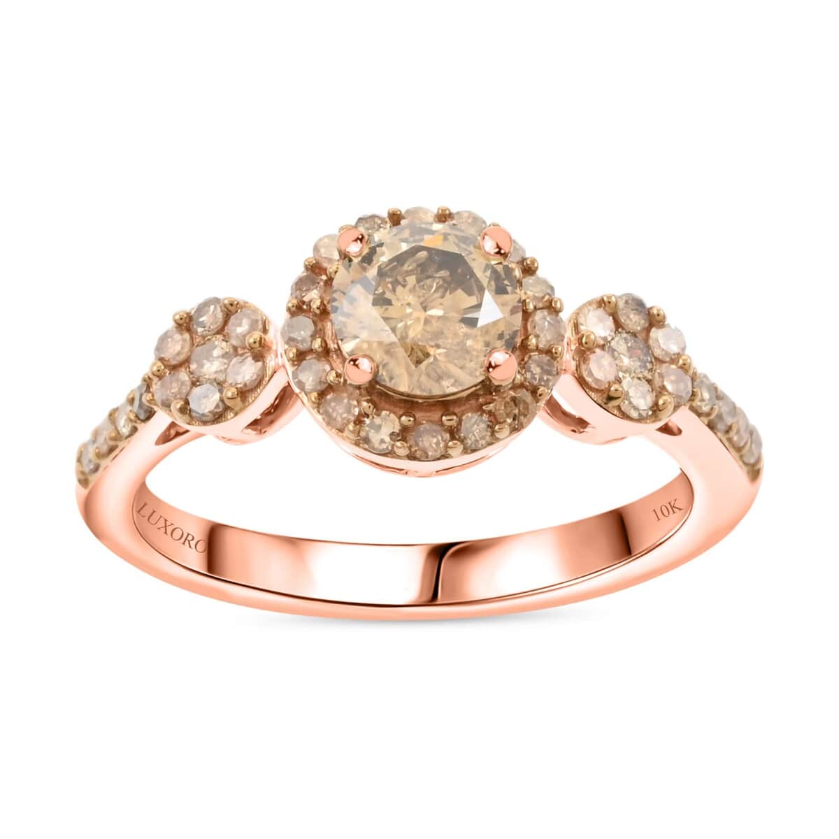 Luxoro 10K Rose Gold Pressure Set Natural Champagne Diamond Ring (Size 7.0) 1.00 ctw image number 0