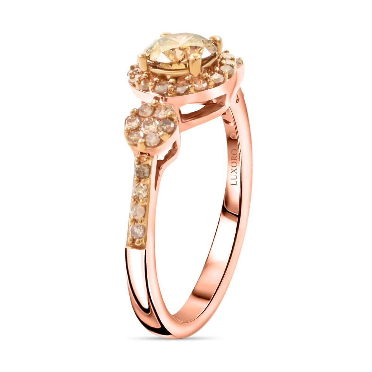 Luxoro 10K Rose Gold Pressure Set Natural Champagne Diamond Ring (Size 8.0) 1.00 ctw image number 3