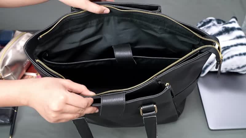Brown Faux Leather Tote Bag (17.32"x8"x9")