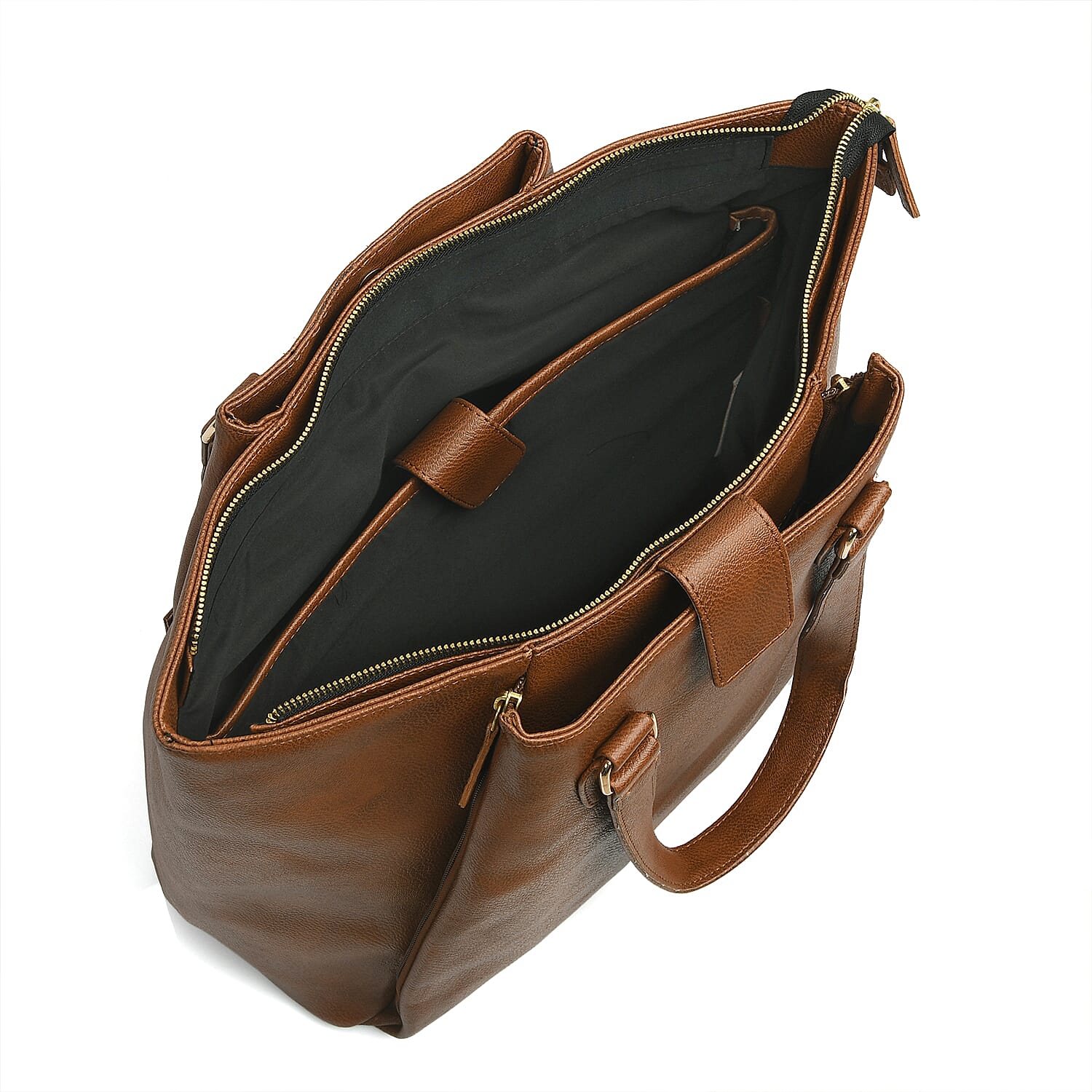 Brown Faux Leather Tote Bag