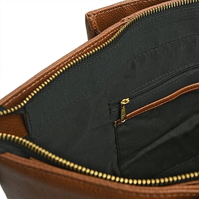 Brown Faux Leather Tote Bag