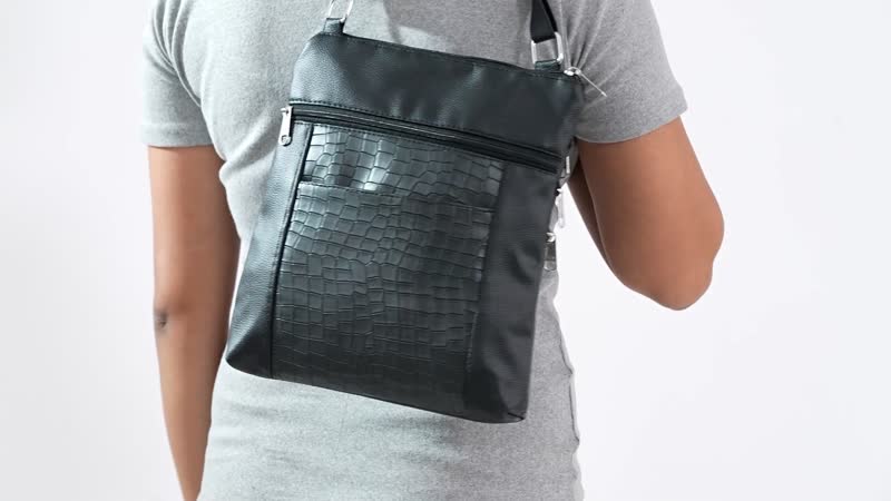 Black Croco Embossed Faux Leather Sling Bag