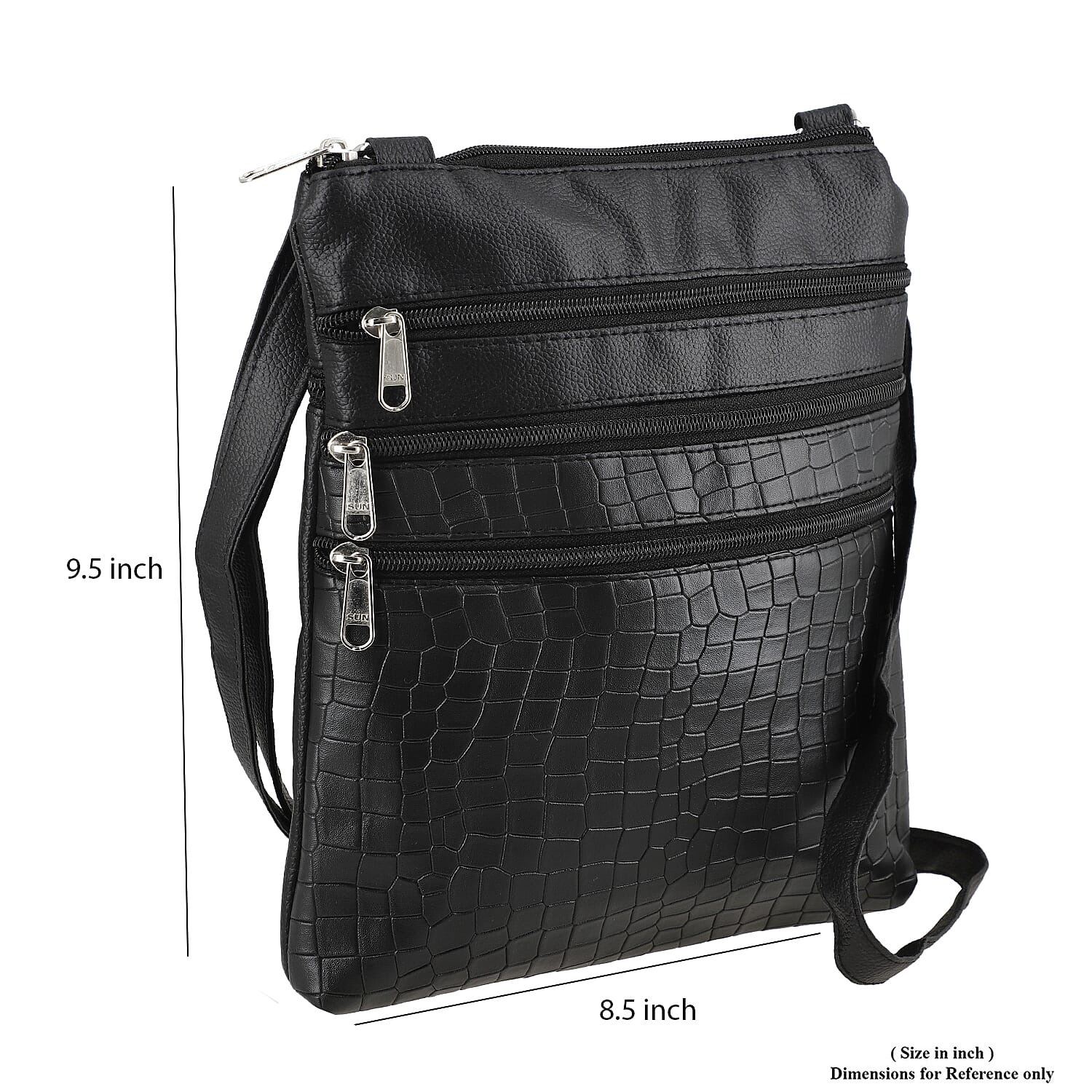 Black Croco Embossed Faux Leather Sling Bag