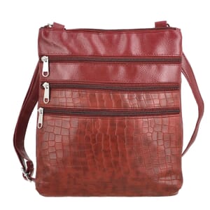 Red Croco Embossed Faux Leather Sling Bag