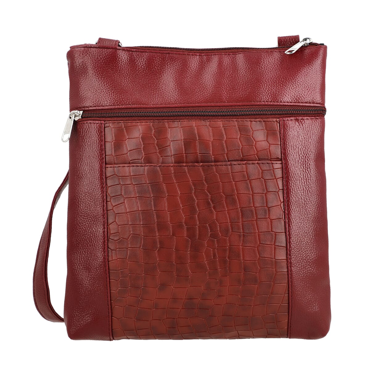 Red Croco Embossed Faux Leather Sling Bag image number 4