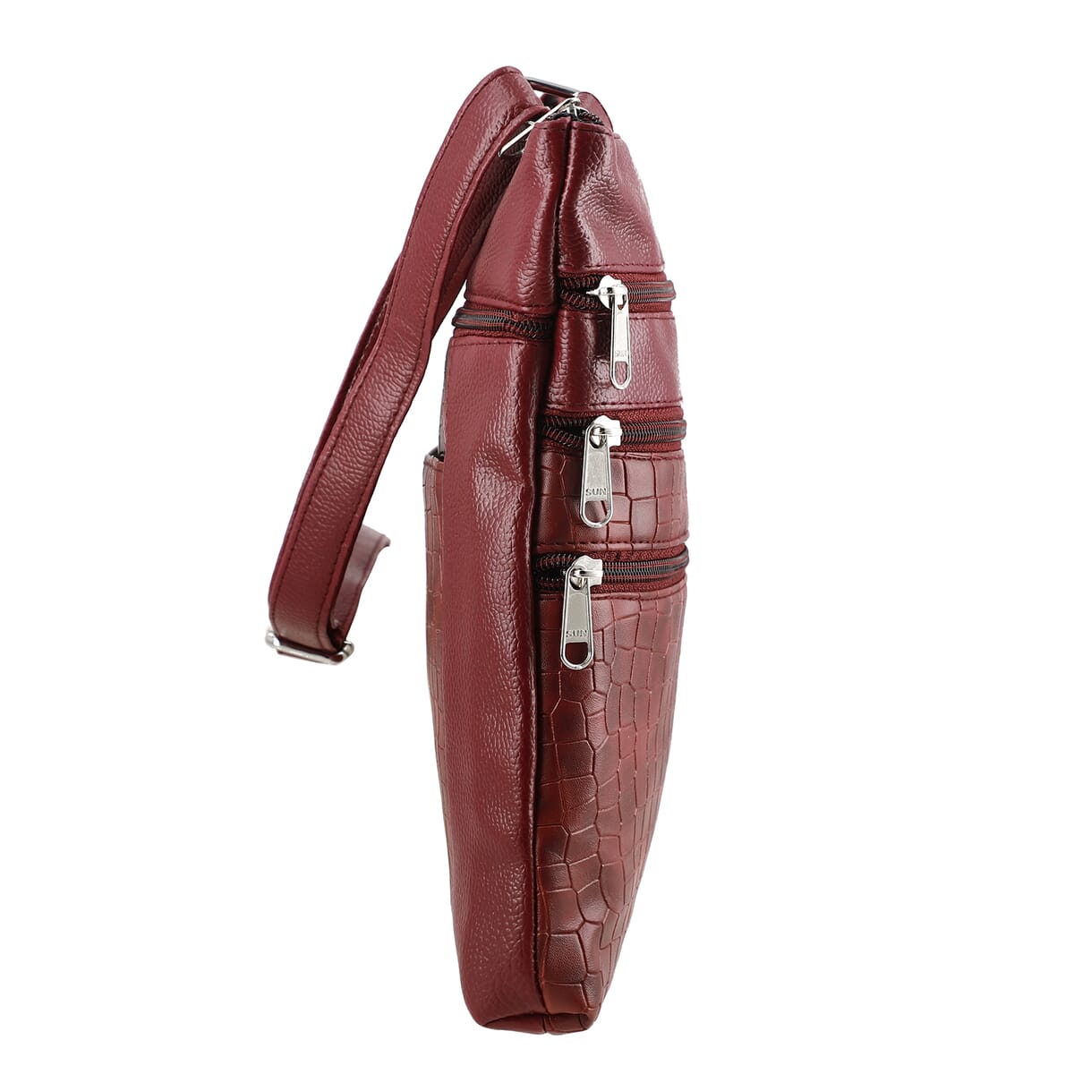 Red Croco Embossed Faux Leather Sling Bag image number 5