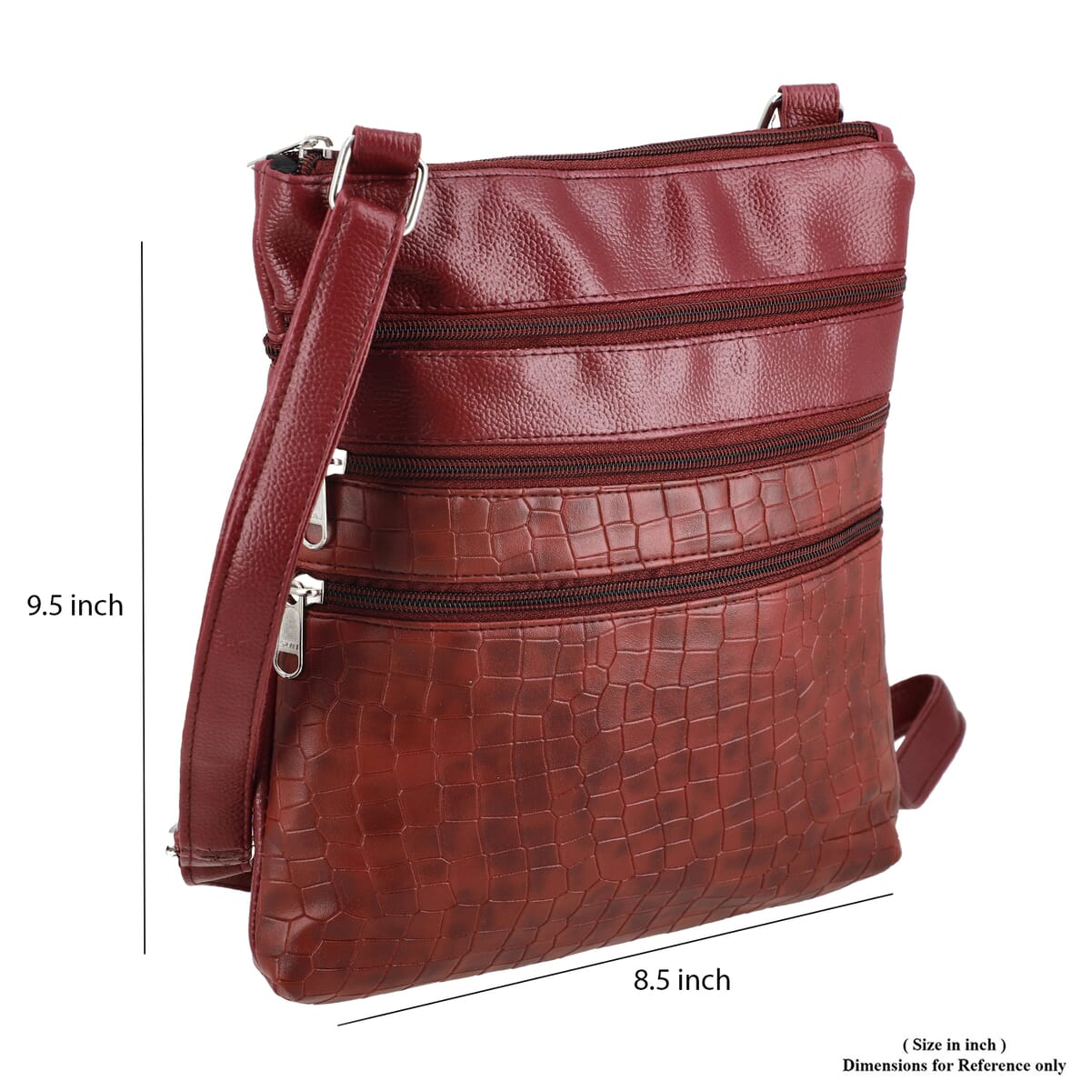 Red Croco Embossed Faux Leather Sling Bag image number 8