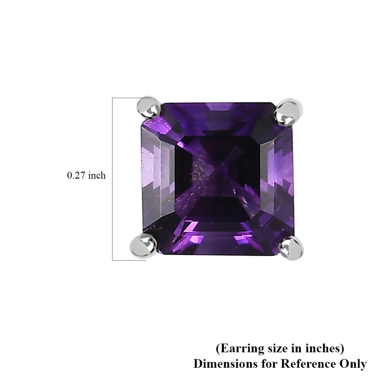 Asscher Cut Moroccan Amethyst Solitaire Stud Earrings in Platinum Over Sterling Silver 2.25 ctw image number 5
