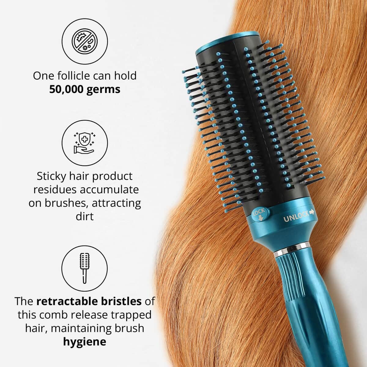 Neomi Detangler Hair Brush With Retractable Bristle Technology, Quick Clean Hair Comb For Loosening and Detangling - Blue (Patent Pending) image number 5