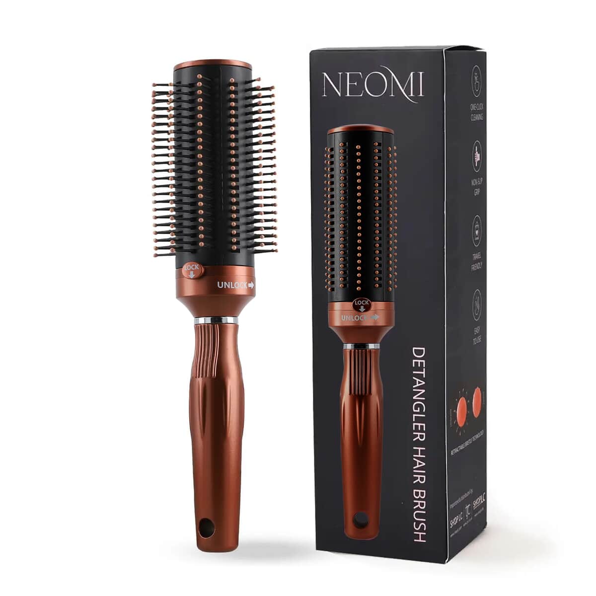 Neomi Detangler Hair Brush With Retractable Bristle Technology, Quick Clean Hair Comb For Loosening and Detangling - Brown (Patent Pending) image number 0